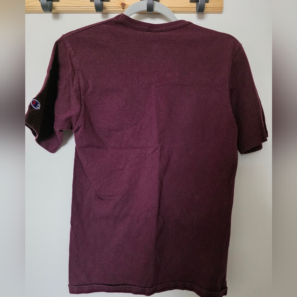Cotton Champion Maroon‎ T-Shirt with Embroidered Logo Size Small - Picture 5 of 6